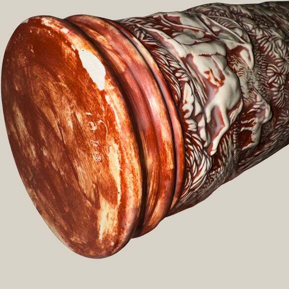 Vintage Buffalo Relief Stein — Brown & Ivory Western Hunting Scene Mug - Picture 6 of 9